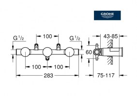 CUERPO EMPOTRADO BATERIA LAVABO MURAL GROHE